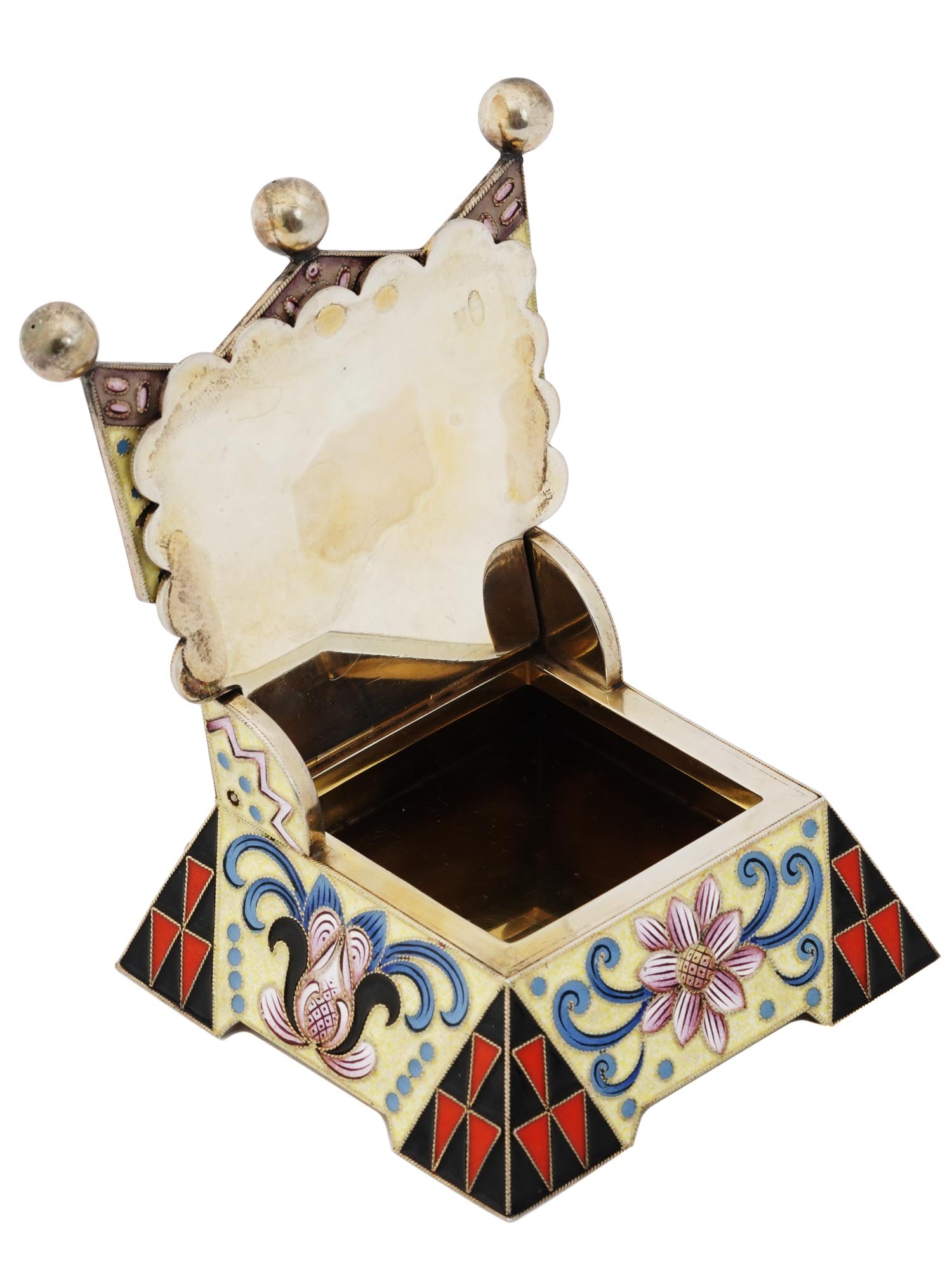 RUSSIAN GILT SILVER ENAMEL SALT THRONE CELLAR PIC-3